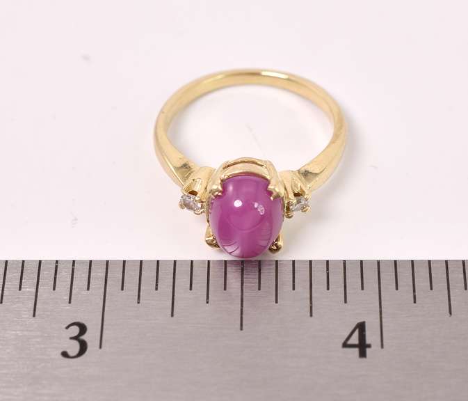 Gorgeous Star Ruby and Diamond Ring in 14K Yellow Gold