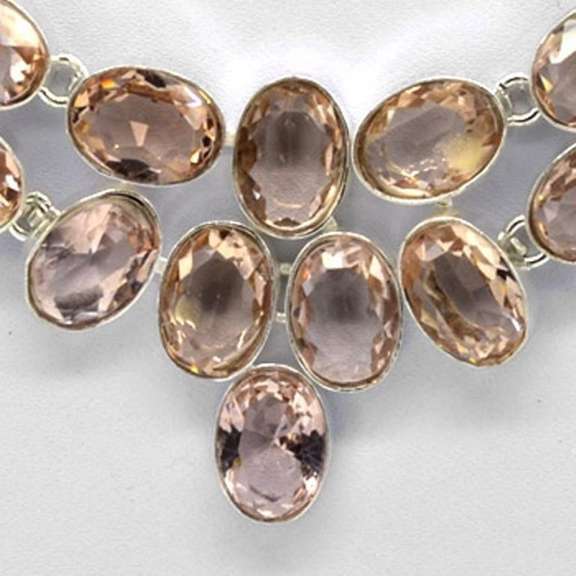 Stunning Huge 120 Ct Lab Morganite Necklace
