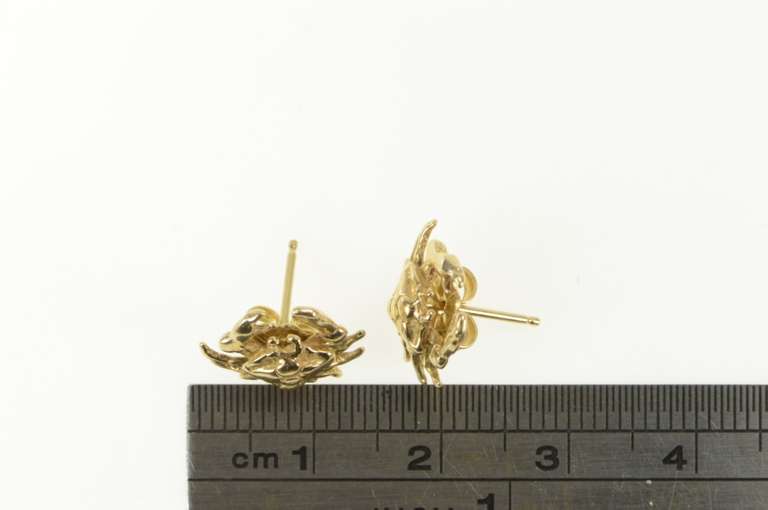 14K Yellow Gold Crab Astrology Zodiac Sign Symbol Stud Earrings
