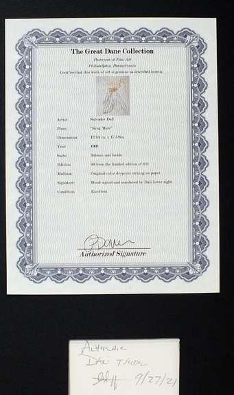 Very rare hand signed Dali, 1972