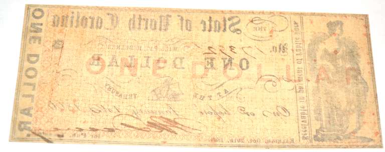 $ 1 State of North Carolina Raleigh 1861 Note