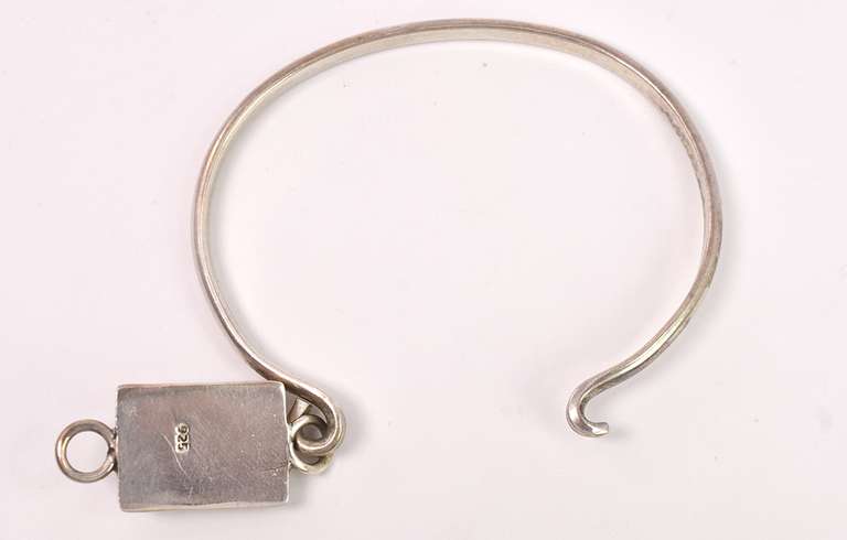 Black Gem In Sterling Silver Bracelet