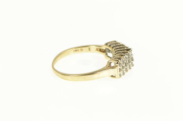 10K Yellow Gold Squared Tiered Diamond Row Band Vintage Ring
