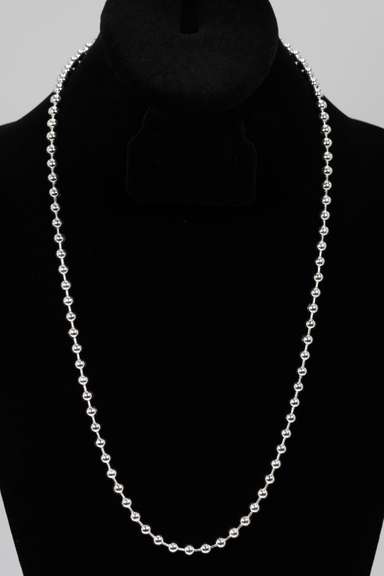 Sterling Silver Italian Ball Bead Chain 5mm 925 Italy New Dog Tag Necklace 28"