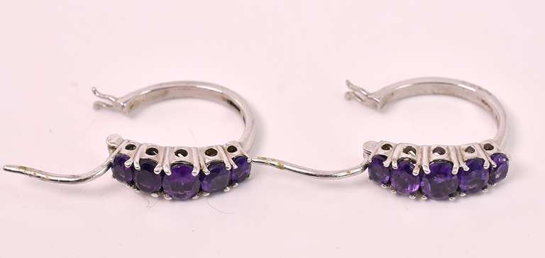 Amethyst Hoop Earrings in Sterling
