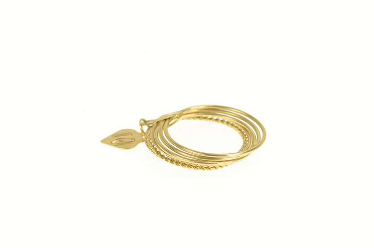 18K Yellow Gold I A Initial Heart Charm Layered Stacked Band Ring