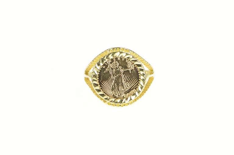 10K Yellow Gold 1/20th Oz American Eagle Tribute Coin Ring
