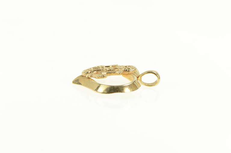 14K Yellow Gold United States Eagle Seal Heart Vintage Pendant