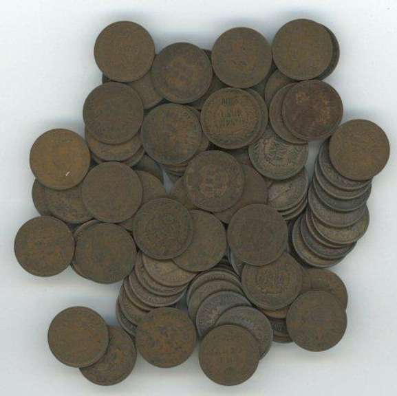 Bag of 50 assorted mixed date Indian Head Cents