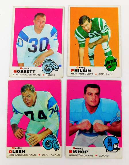 4 Topps 1969 Football Cards