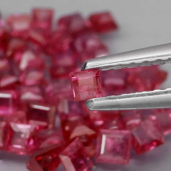 Outstanding 4.09ct 55 piece princess cut Ruby set