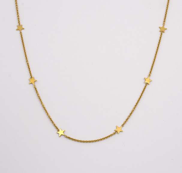 Sweet 14k Cable Link Necklace with Stars