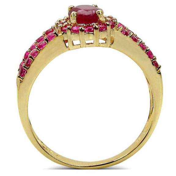 14 Kt Yellow Gold Plated Natural Ruby Ring