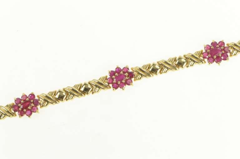 14K Yellow Gold 5.00 Ctw Natural Ruby XO Hugs Kisses Bracelet