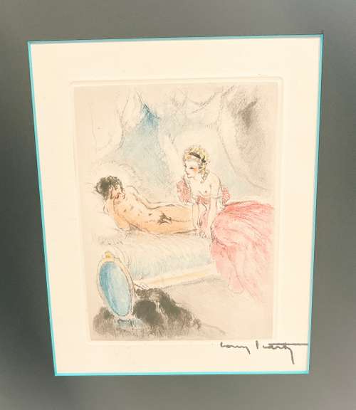 Louis Icart, 1938 original copperplate signed stamp . Erotica series