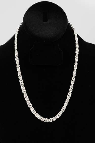 .925 Italian Sterling Silver 6.5mm Byzantine Necklace 20 Inches