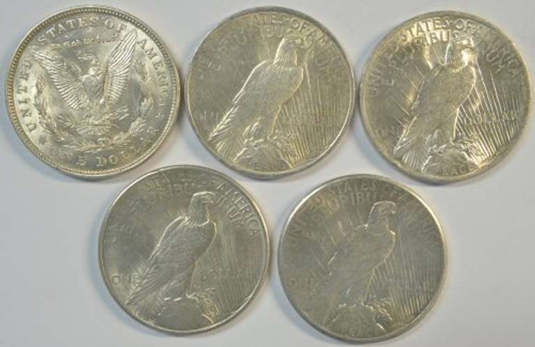 Flashy AU 1921, 1922, 1923, 1924, & 1925 Silver Dollars
