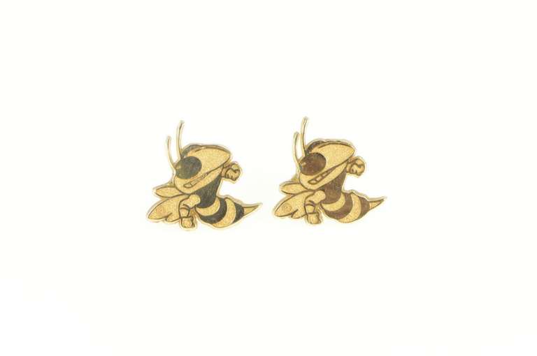 14K Yellow Gold Georgia Tech Yellow Jackets Logo Stud Earrings