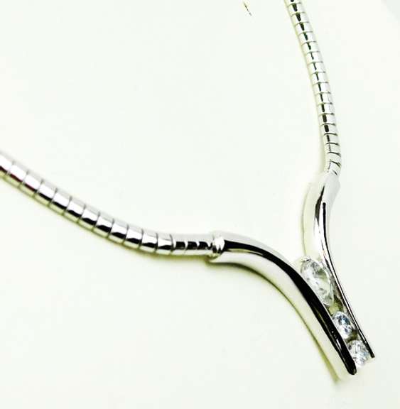 Signed Sterling Silver CZ Statement Necklace