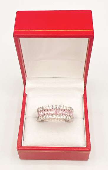 Stunning Pink & White Sapphire Band Ring