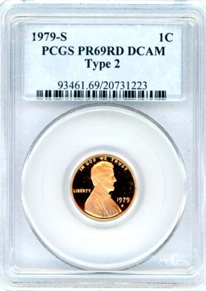 1979-S Proof Type 2 Lincoln Memorial Cent in PCGS PR69RD DCAM