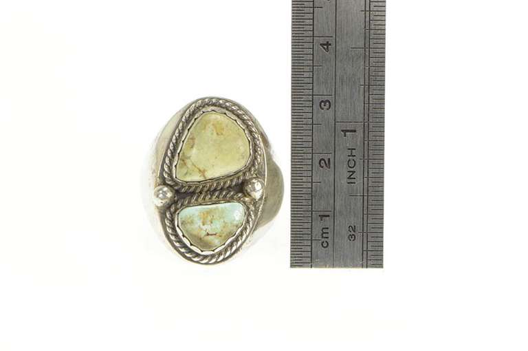 Sterling Silver J H Native American Turquoise Signed Ring