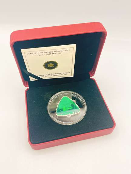 50cent sterling silver triangle coin, milk delivery