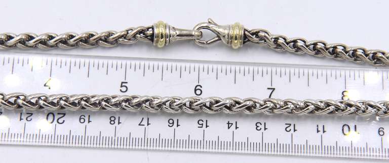 Trendy David Yurman Wheat Chain Necklace with Yellow Gold Accents