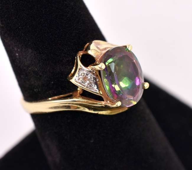 Marvelous Mystic Topaz and Diamond Ring in Yellow Gold