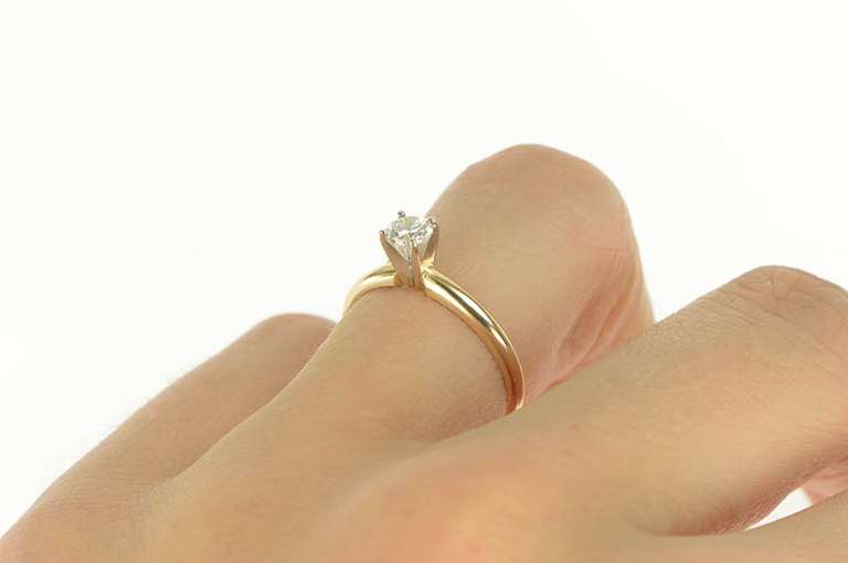 14K Yellow Gold 0.30 Ct Diamond Solitaire Classic Engagement Ring