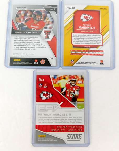3 Patrick Mahomes Panini Football Cards