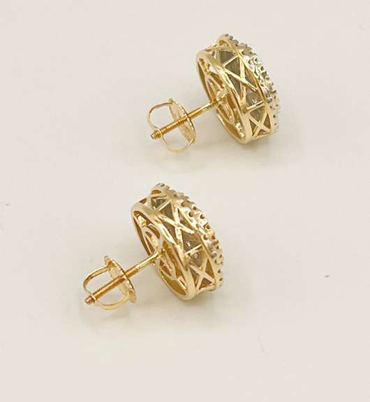 Flashy 14kt Solid Gold & 2.50+ Carat Diamond Stud Earrings