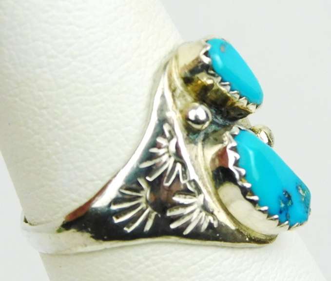 Vintage Sterling Turquoise Ring, Size 8