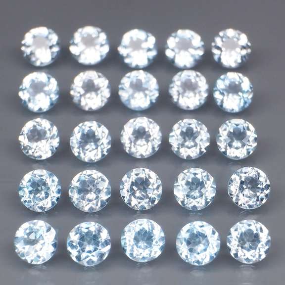 Matched! 25 piece 5.17ct full fire baby blue Topaz set