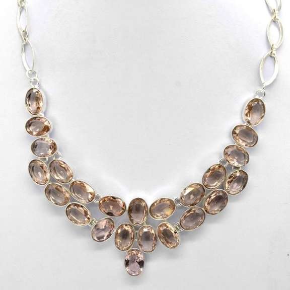 Stunning Huge 120 Ct Lab Morganite Necklace