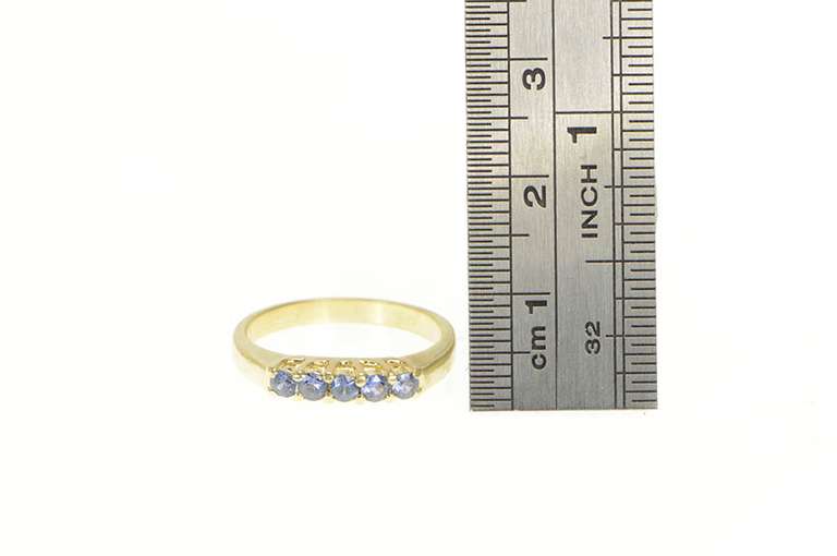 14K Yellow Gold Sapphire Classic Stackable Wedding Band Ring