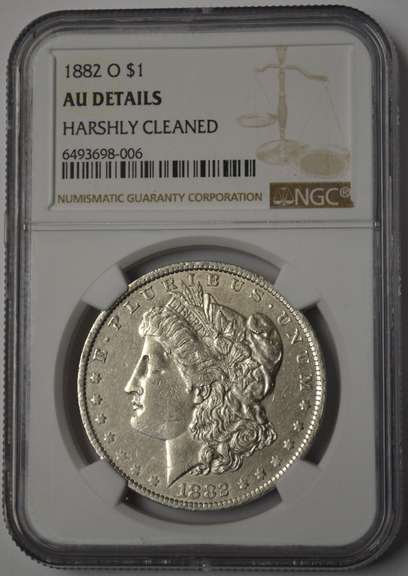1882-O Morgan Silver Dollar NGC AU Details Harshly Cleaned