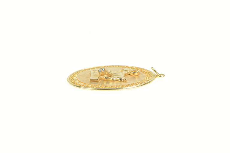 14K Yellow Gold Aries Ram Astrology Zodiac Star Sign Charm/Pendant