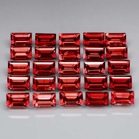 Nice 8.16ct baguette cut cherry red Garnet set