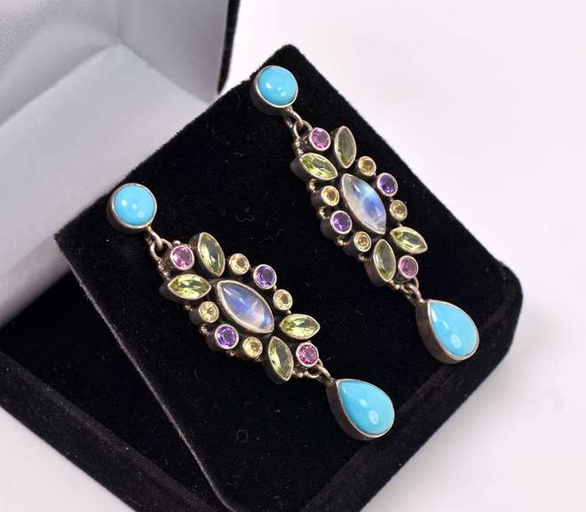 Multi-gem Sterling Earrings