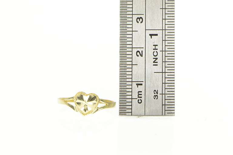 10K Yellow Gold Heart Ridged Pleated Love Symbol Ring
