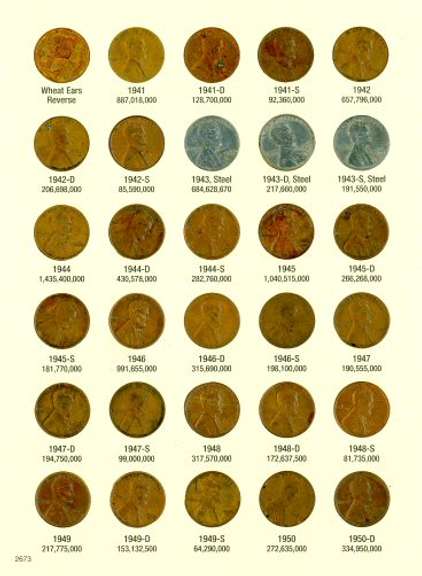Set of Lincoln Wheat Cents 1941-1974-S in Album