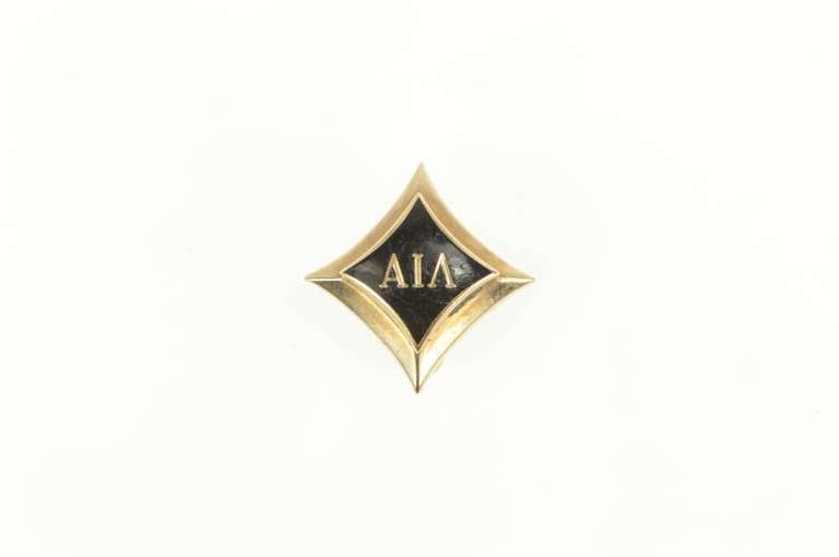 10K Yellow Gold Alpha Iota Lambda Black Enamel Lapel Frat. Pin/Brooch