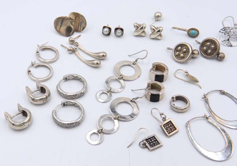 Group Lot of Vintage 925 Sterling Silver Earrings