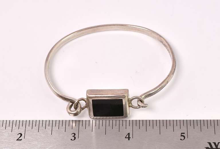 Black Gem In Sterling Silver Bracelet