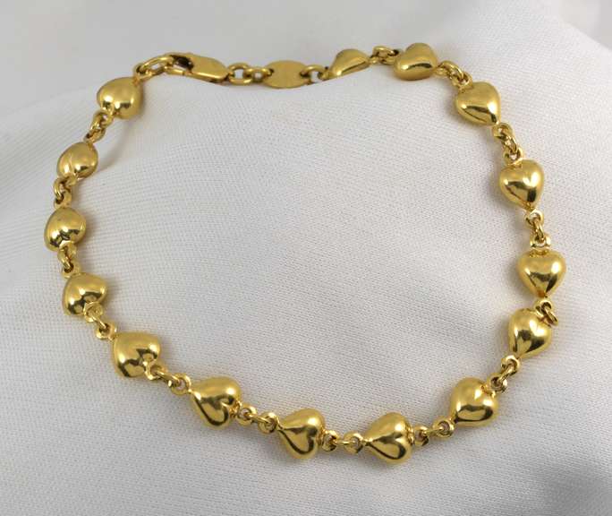 Sweet Italian Made 18k Heart Link Bracelet