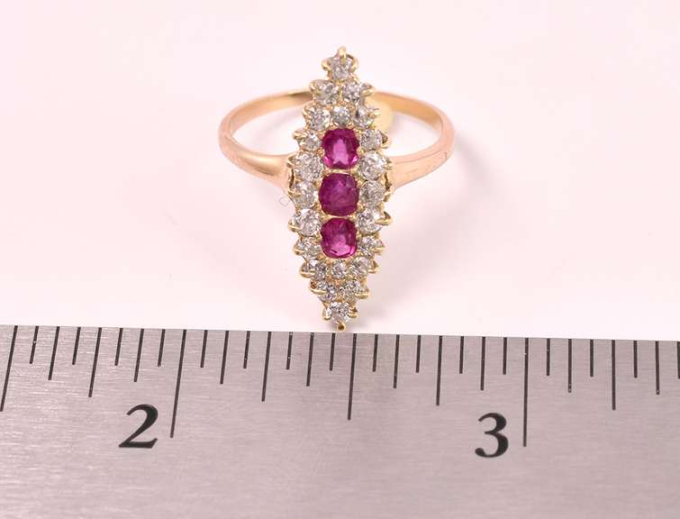 Amazing Ruby and Diamond Ring in 14K Yellow Gold