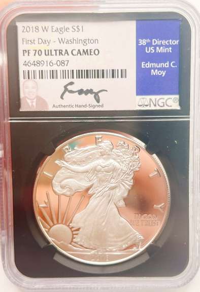 One certified proof, pf70 silver dollar