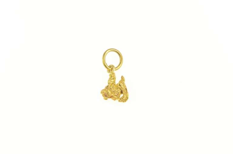 24K Yellow Gold Raw Abstract Textured Nugget Cluster Charm/Pendant