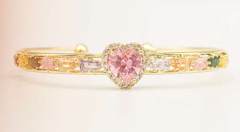 18kt Gold Plated Sterling Silver Gemstone Bangle Bracelet